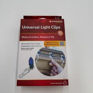 Universal Christmas Light Clips 50ct Outdoor Gutter Shingle Mount NEW